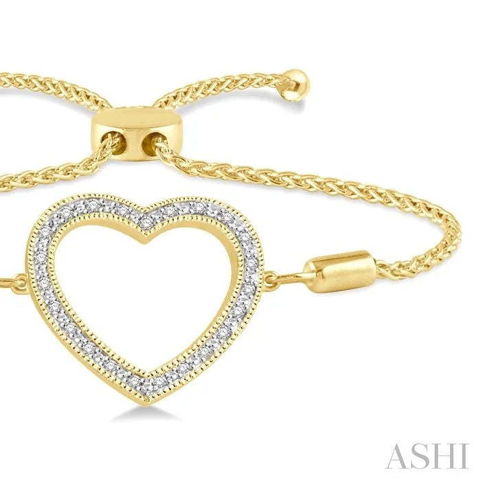 Gold Vermeil Heart Shape Diamond Lariat Bracelet