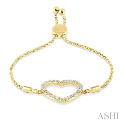Gold Vermeil Heart Shape Diamond Lariat Bracelet