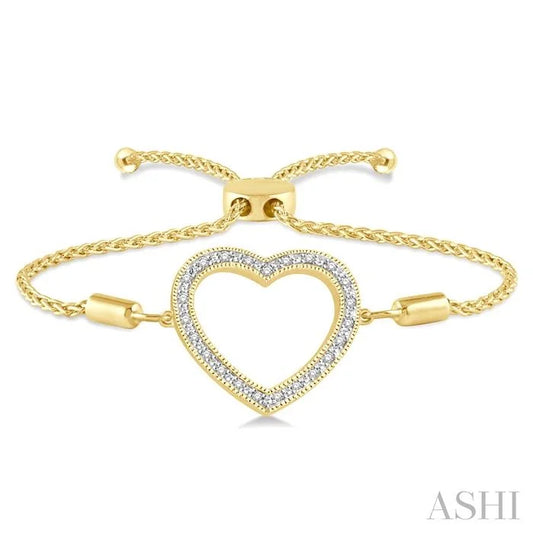 Gold Vermeil Heart Shape Diamond Lariat Bracelet