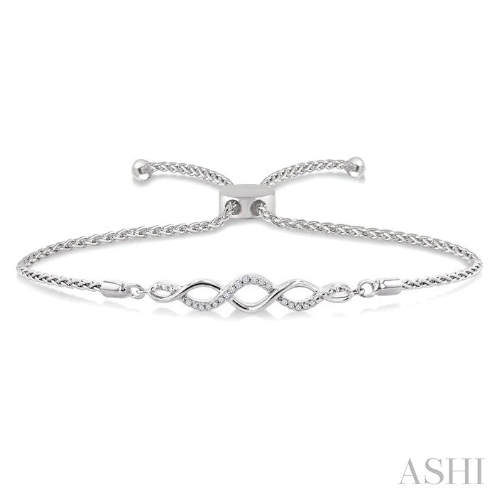 Silver Swirl Diamond Lariat Bracelet