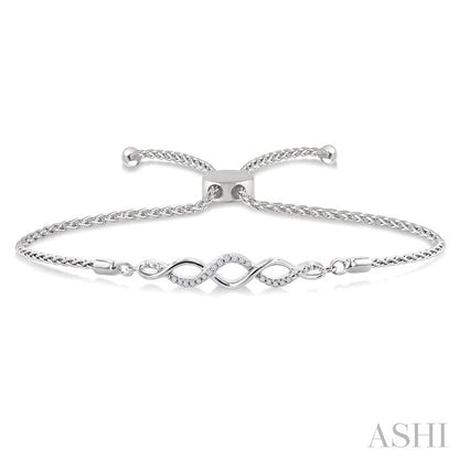 Silver Swirl Diamond Lariat Bracelet