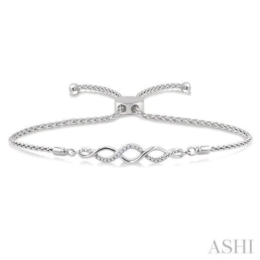 Silver Swirl Diamond Lariat Bracelet