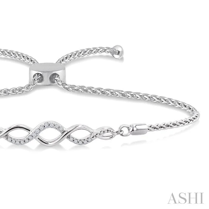 Silver Swirl Diamond Lariat Bracelet