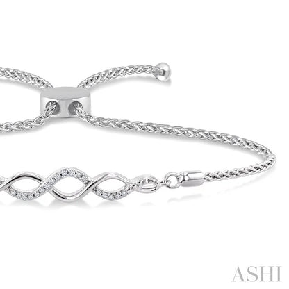 Silver Swirl Diamond Lariat Bracelet