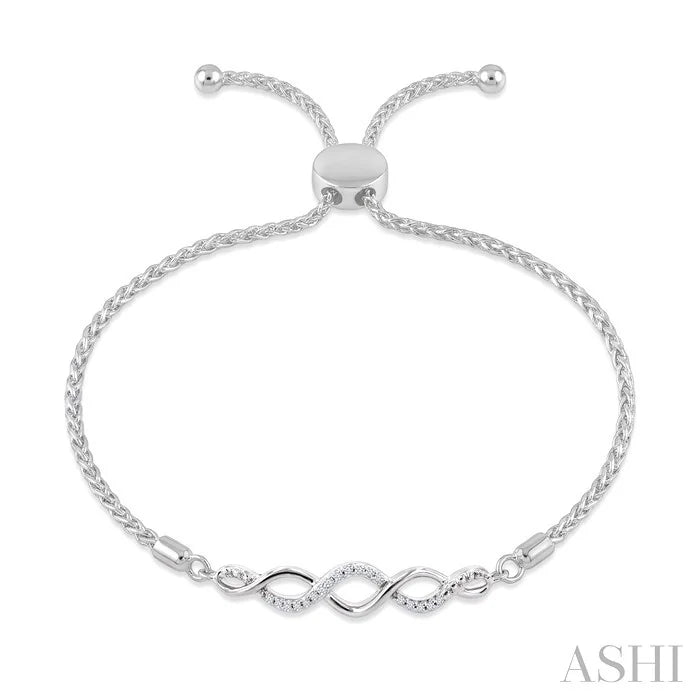 Silver Swirl Diamond Lariat Bracelet
