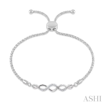 Silver Swirl Diamond Lariat Bracelet