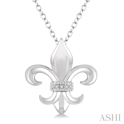 Silver Fleur De Lis Diamond Pendant
