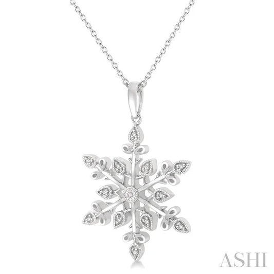 Silver Snowflake Diamond Fashion Pendant
