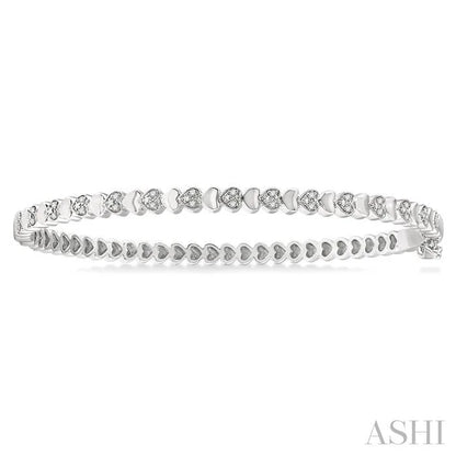 Silver Puffed Heart Shape Diamond Bangle