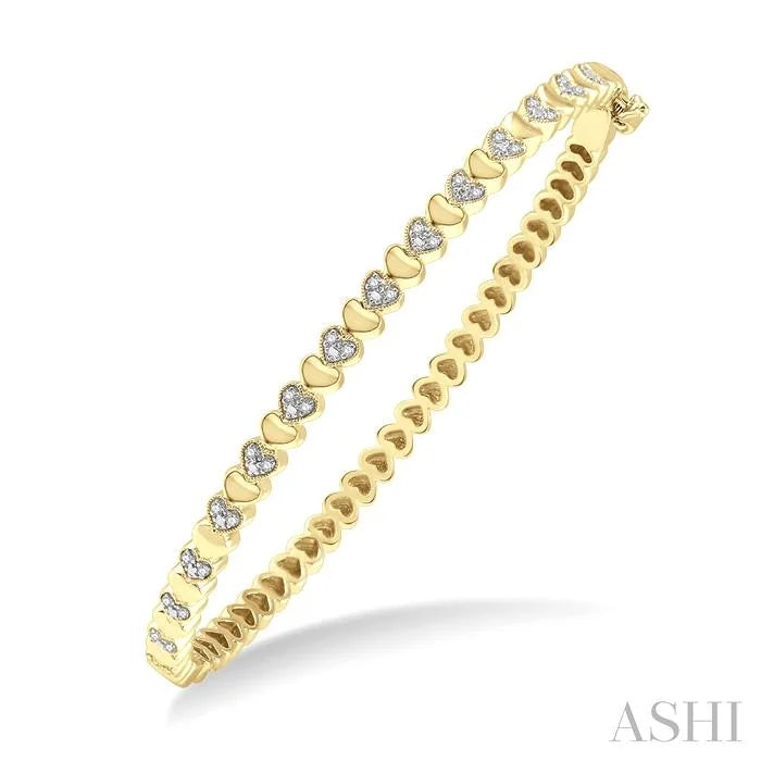 Gold Vermeil Puffed Heart Shape Diamond Bangle