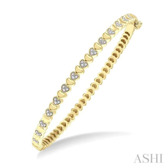 Gold Vermeil Puffed Heart Shape Diamond Bangle