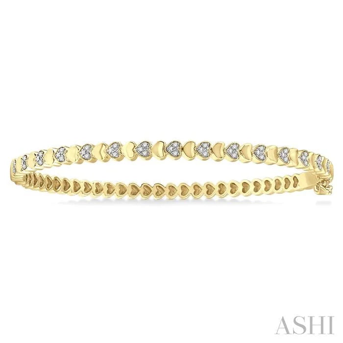 Gold Vermeil Puffed Heart Shape Diamond Bangle
