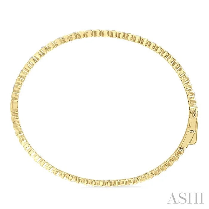 Gold Vermeil Puffed Heart Shape Diamond Bangle