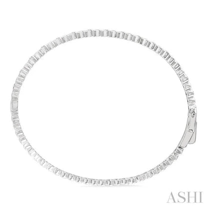 Silver Puffed Heart Shape Diamond Bangle