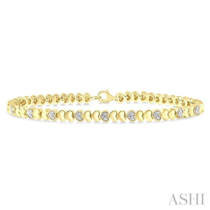 Gold Vermeil Puffed Heart Shape Diamond Bracelet