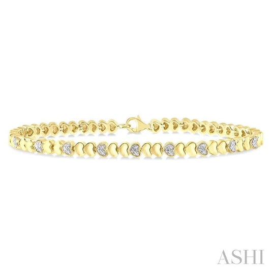 Gold Vermeil Puffed Heart Shape Diamond Bracelet
