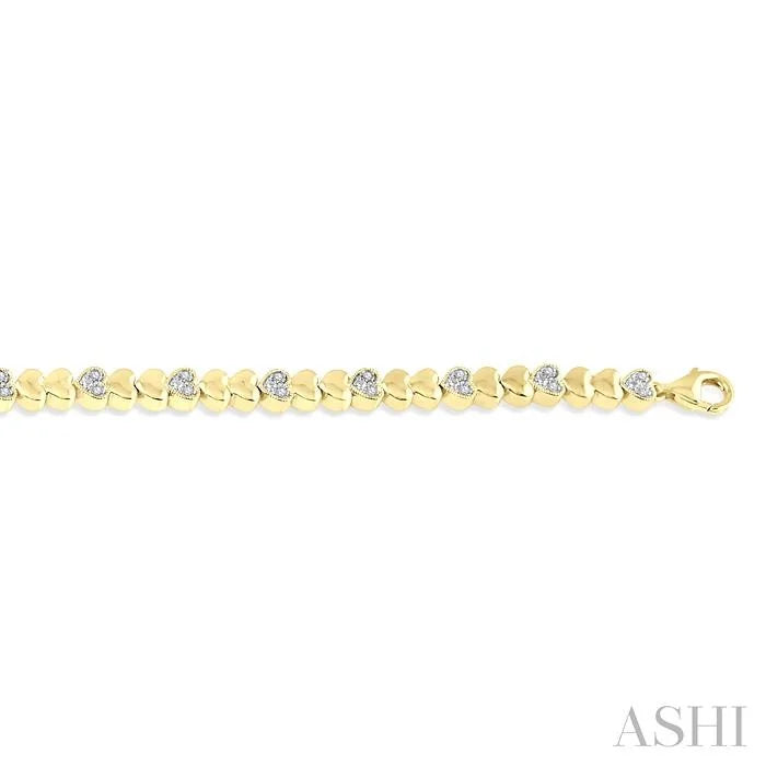 Gold Vermeil Puffed Heart Shape Diamond Bracelet