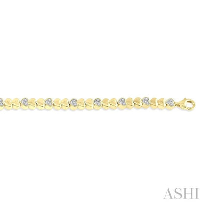 Gold Vermeil Puffed Heart Shape Diamond Bracelet