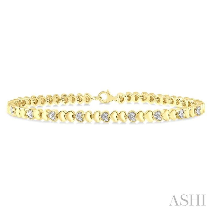 Gold Vermeil Puffed Heart Shape Diamond Bracelet
