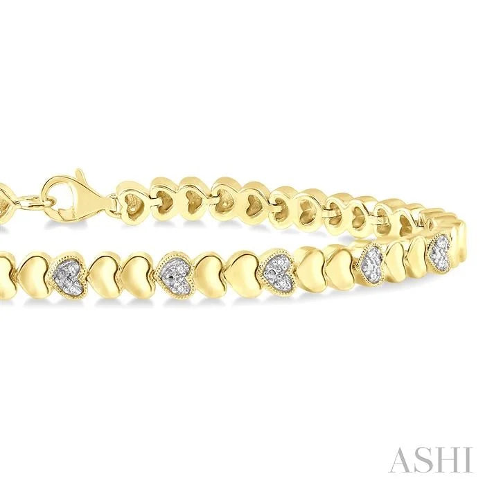 Gold Vermeil Puffed Heart Shape Diamond Bracelet