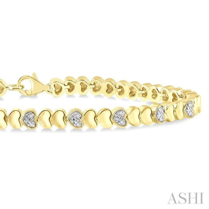 Gold Vermeil Puffed Heart Shape Diamond Bracelet