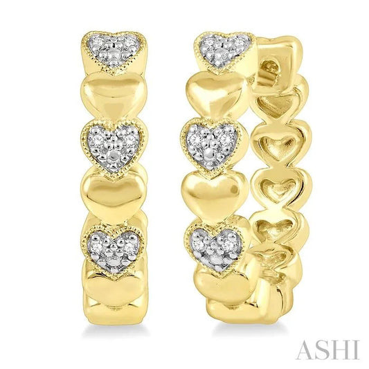 Gold Vermeil Heart Shape Diamond Hoop Earrings