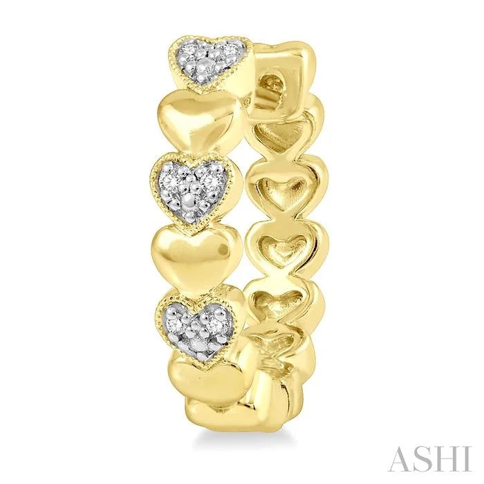 Gold Vermeil Heart Shape Diamond Hoop Earrings