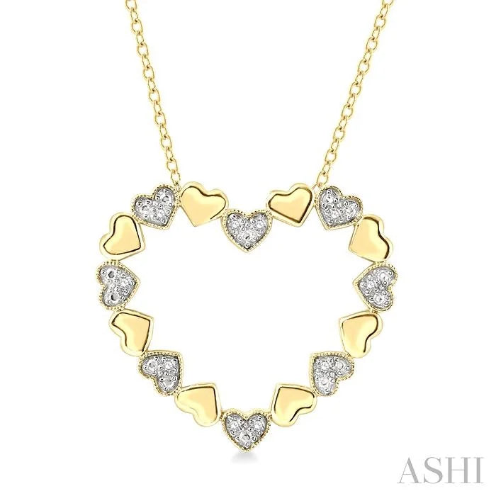 Gold Vermeil Puffed Heart Shape Diamond Pendant