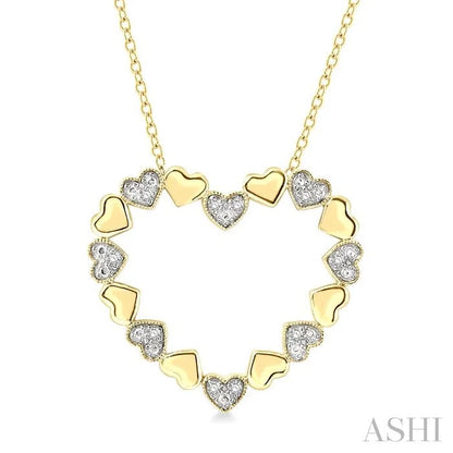 Gold Vermeil Puffed Heart Shape Diamond Pendant