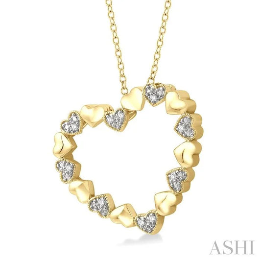 Gold Vermeil Puffed Heart Shape Diamond Pendant