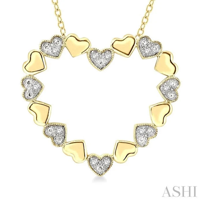 Gold Vermeil Puffed Heart Shape Diamond Pendant