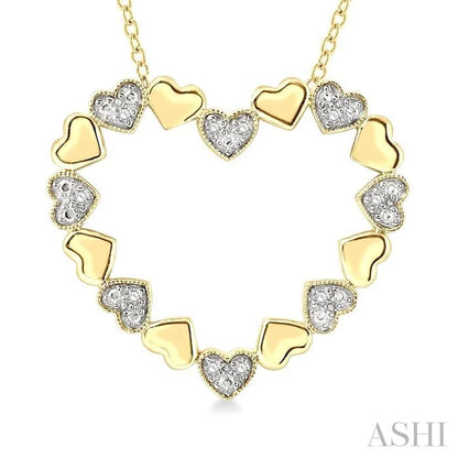 Gold Vermeil Puffed Heart Shape Diamond Pendant