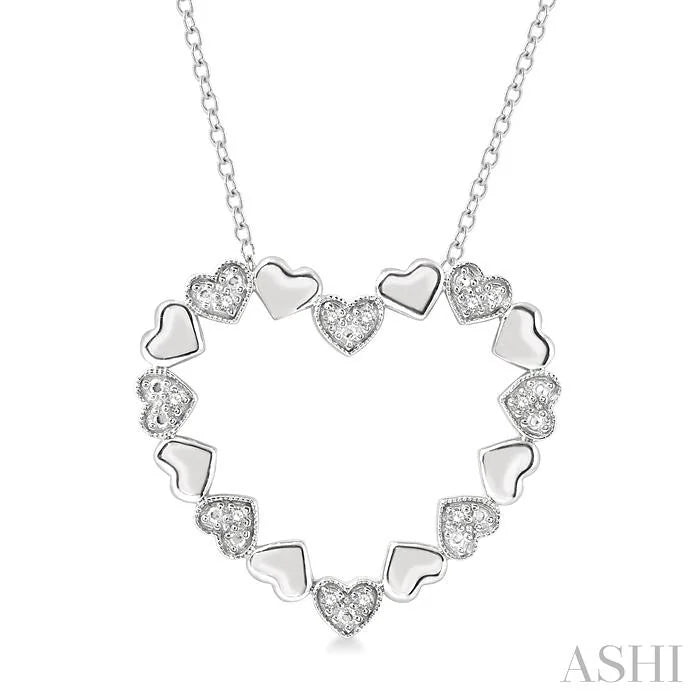 Silver Puffed Heart Shape Diamond Pendant