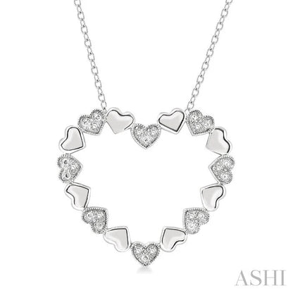 Silver Puffed Heart Shape Diamond Pendant