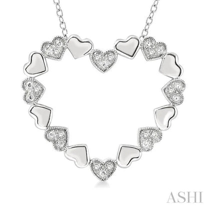 Silver Puffed Heart Shape Diamond Pendant