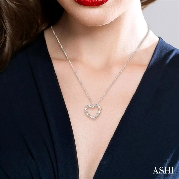 Silver Puffed Heart Shape Diamond Pendant