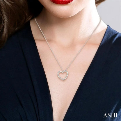 Silver Puffed Heart Shape Diamond Pendant