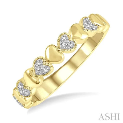 Gold Vermeil Puffed Heart Shape Diamond Band