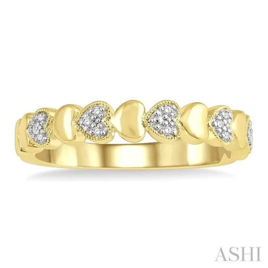 Gold Vermeil Puffed Heart Shape Diamond Band