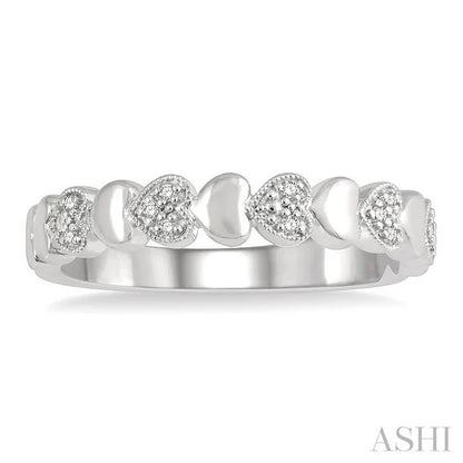 Silver Puffed Heart Shape Diamond Band