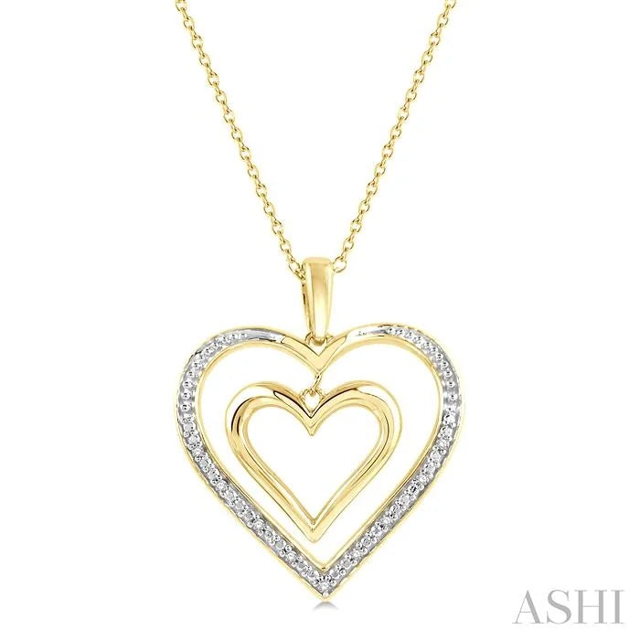 Gold Vermeil Double Heart Shape Diamond Fashion Pendant