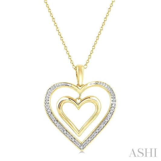 Gold Vermeil Double Heart Shape Diamond Fashion Pendant