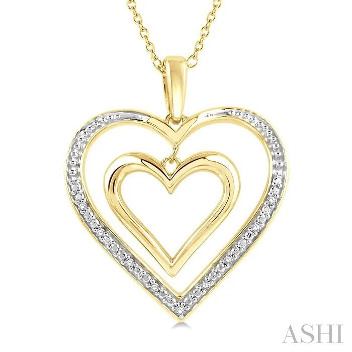 Gold Vermeil Double Heart Shape Diamond Fashion Pendant