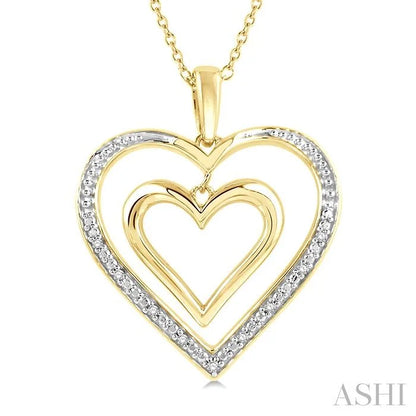 Gold Vermeil Double Heart Shape Diamond Fashion Pendant