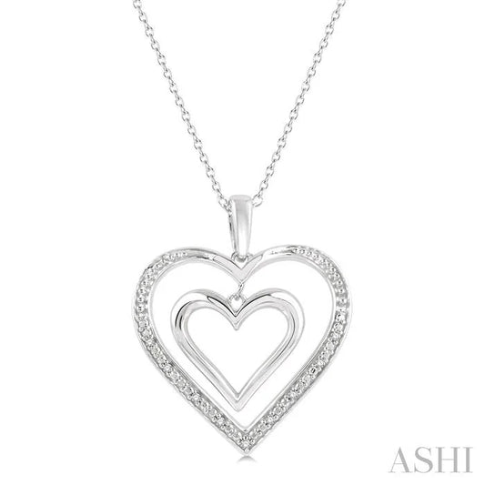 Silver Double Heart Shape Diamond Fashion Pendant