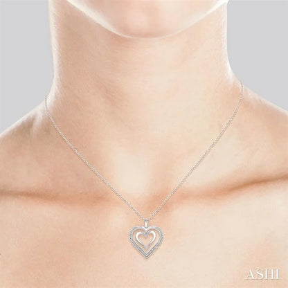 Silver Double Heart Shape Diamond Fashion Pendant