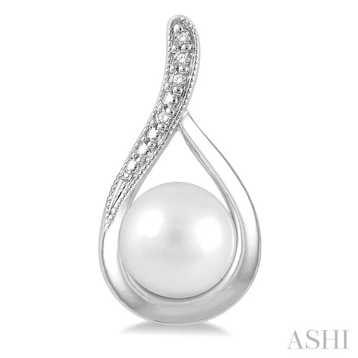 Silver Pearl Diamond Earrings