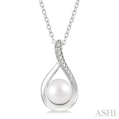 Silver Pearl Diamond Pendant