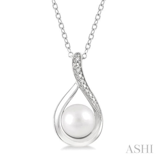 Silver Pearl Diamond Pendant