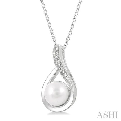 Silver Pearl Diamond Pendant